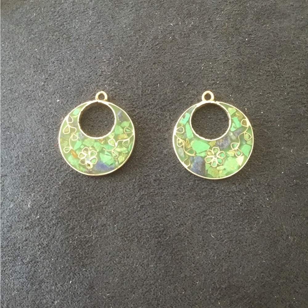 Enamel & sterling open disc earring drops